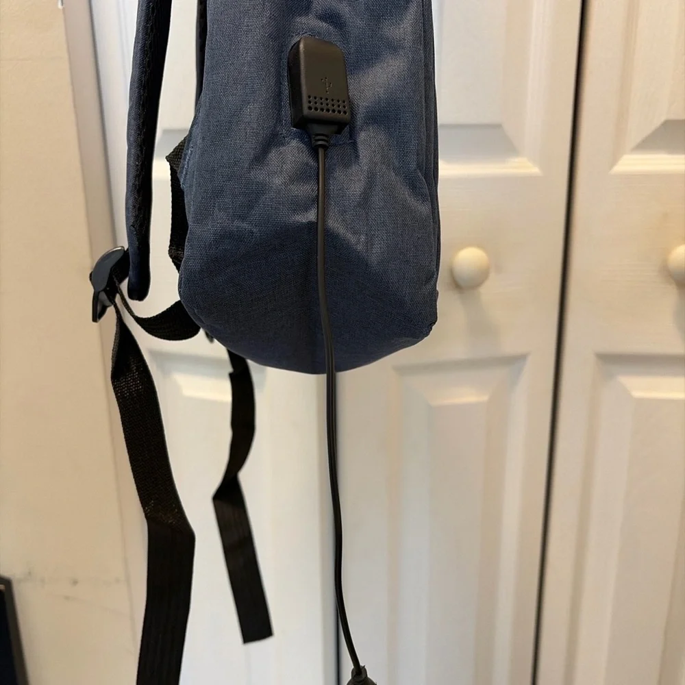 USB Charging Backpack Set 3 Pieces. Blue Travel Work Bag NWT